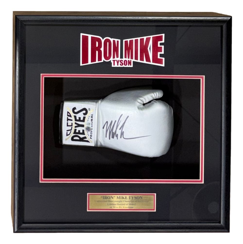 61165 Mike Tyson Signed Silver Right Hand Cleto Reyes Boxing Glove Shadowbox BAS