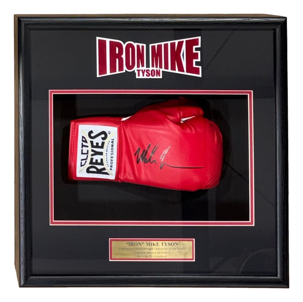 61166 Mike Tyson Signed Red Right Hand Cleto Reyes Boxing Glove Shadowbox JSA Holo