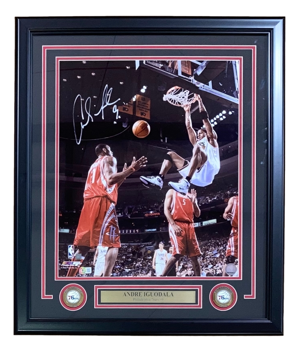 51943 Andre Iguodala Signed Framed 16 x 20 in. Philadelphia 76ers Photo BAS