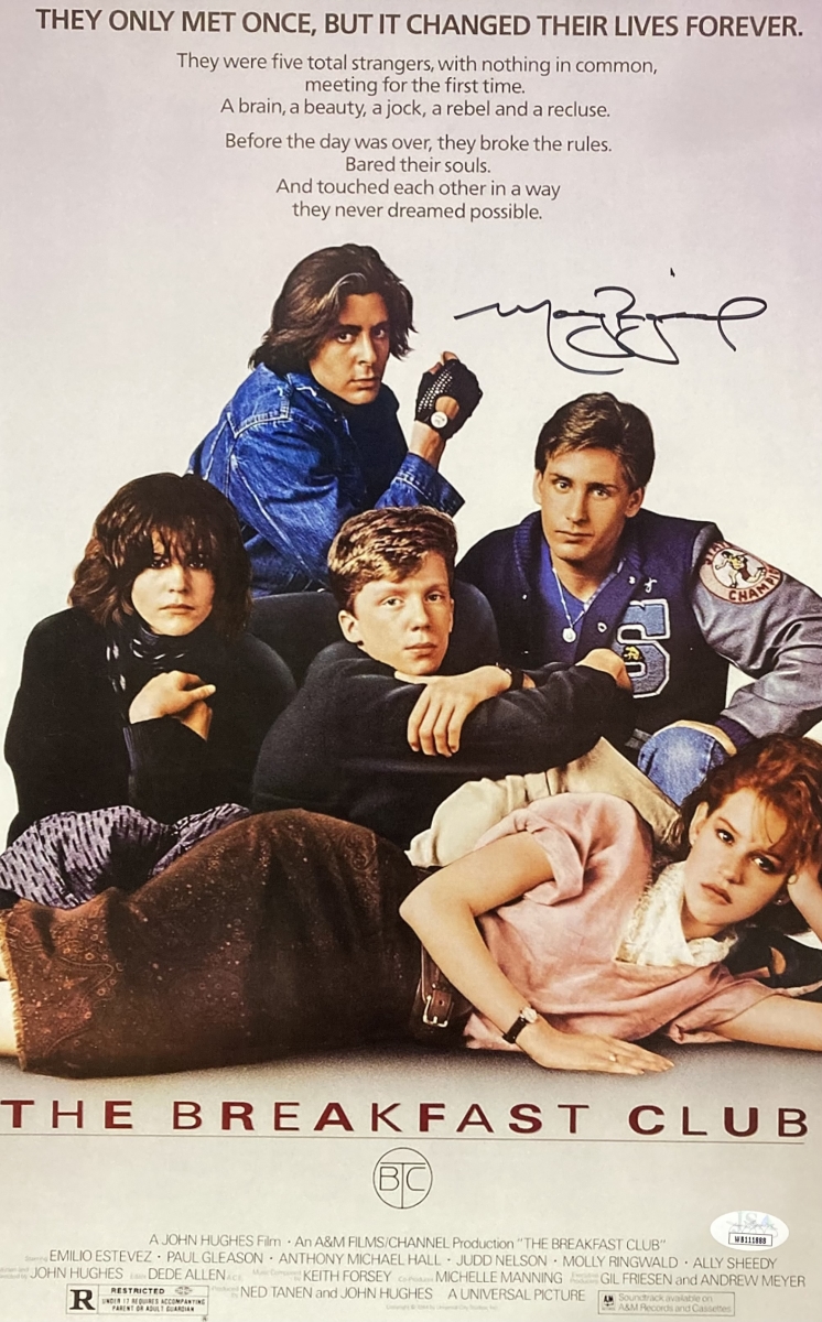 52457 Molly Ringwald Top Signed 11 x 17 in. The Breakfast Club Movie Poster Photo JSA ITP