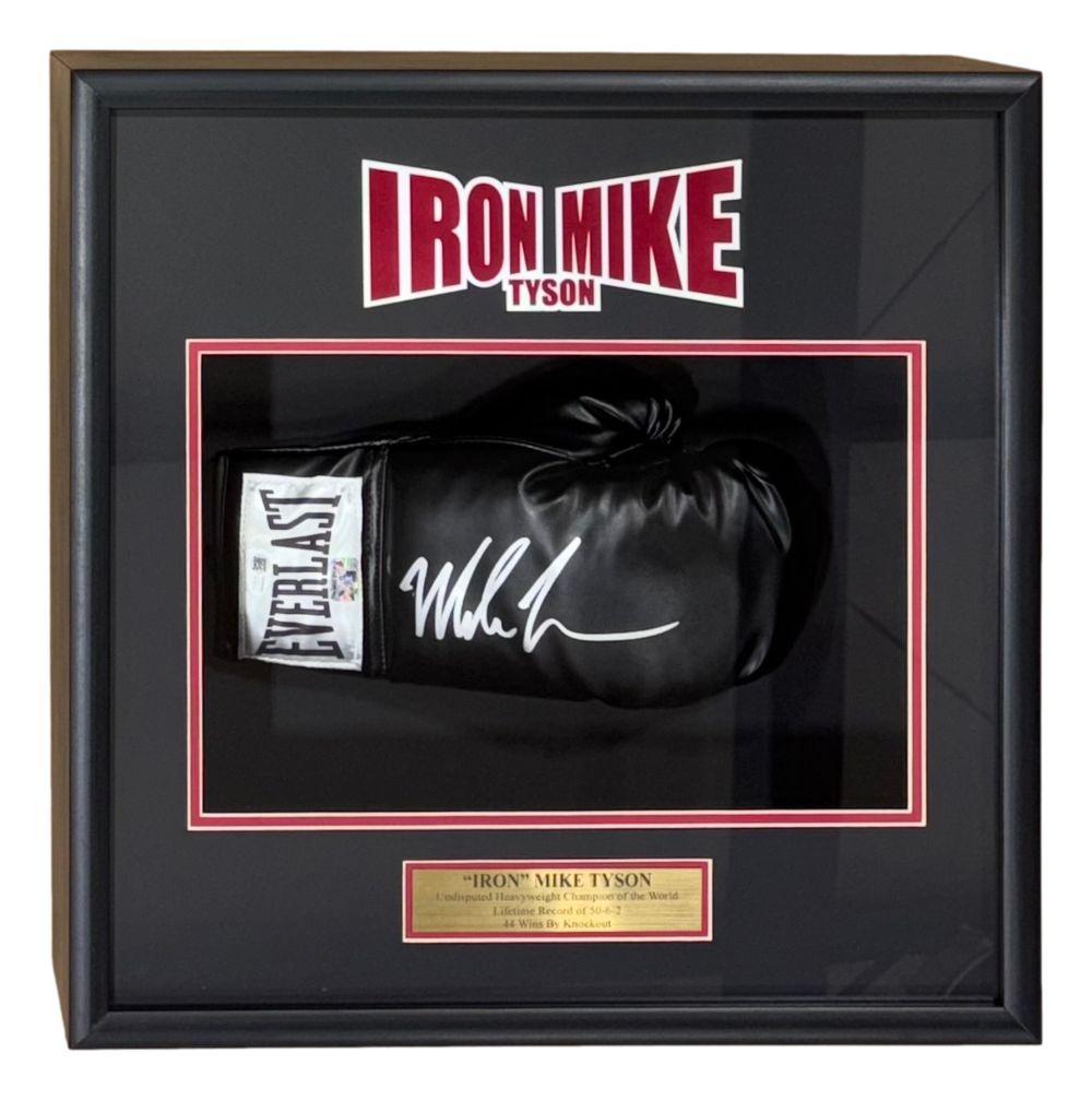 58923 Mike Tyson Signed Framed Black Right Hand Everlast Boxing Glove JSA QR Hologram