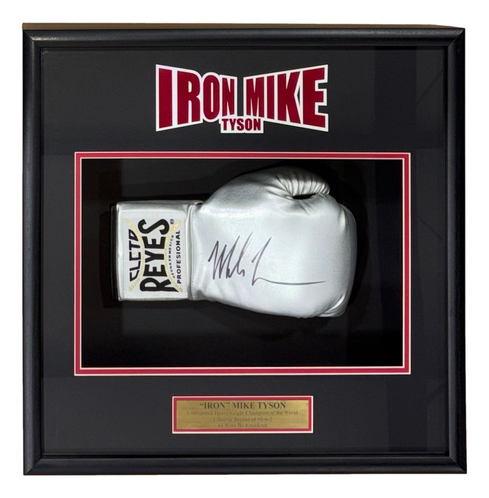 58969 Mike Tyson Signed Silver Right Hand Cleto Reyes Boxing Glove Shadowbox JSA Holo