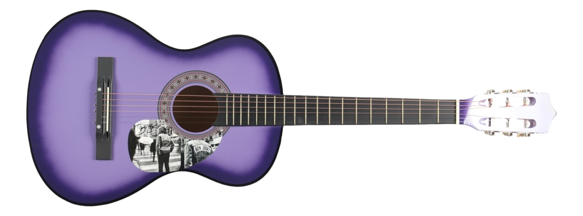 59710 Jon Bon Jovi Signed 38 in. Purple Acoustic Guitar JSA Hologram