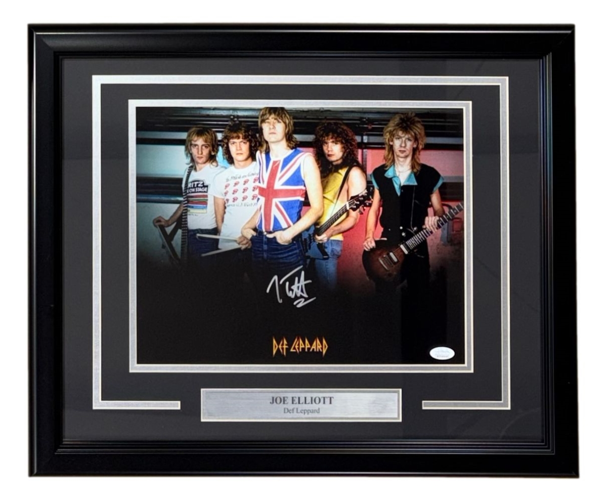 59781 Joe Elliott Signed Framed 11 x 14 in. Def Leppard Band Collage Photo 1 JSA ITP