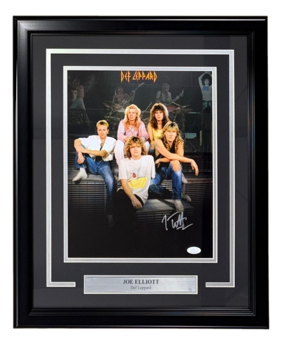 59782 Joe Elliott Signed Framed 11 x 14 in. Def Leppard Band Collage Photo 2 JSA ITP