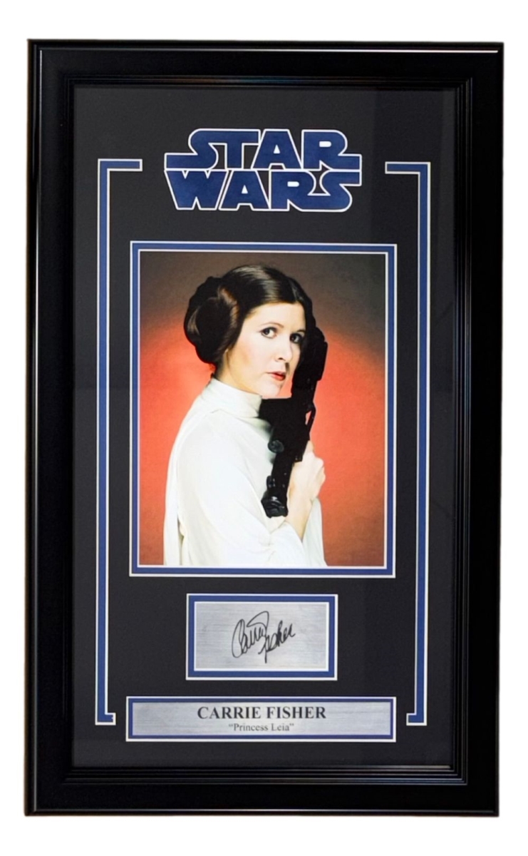 61404 Carrie Fisher Framed 8 x 10 in. Star Wars Princess Leia Photo with Laser Engraved Auto
