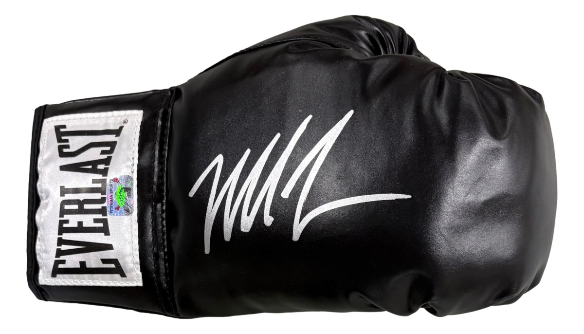 61447 Mike Tyson Signed Black Everlast Right Hand Boxing Glove Tyson Hologram