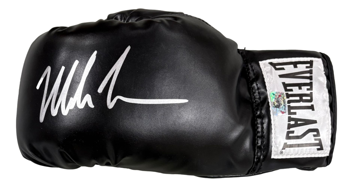 61448 Mike Tyson Signed Black Everlast Left Hand Boxing Glove Tyson Hologram