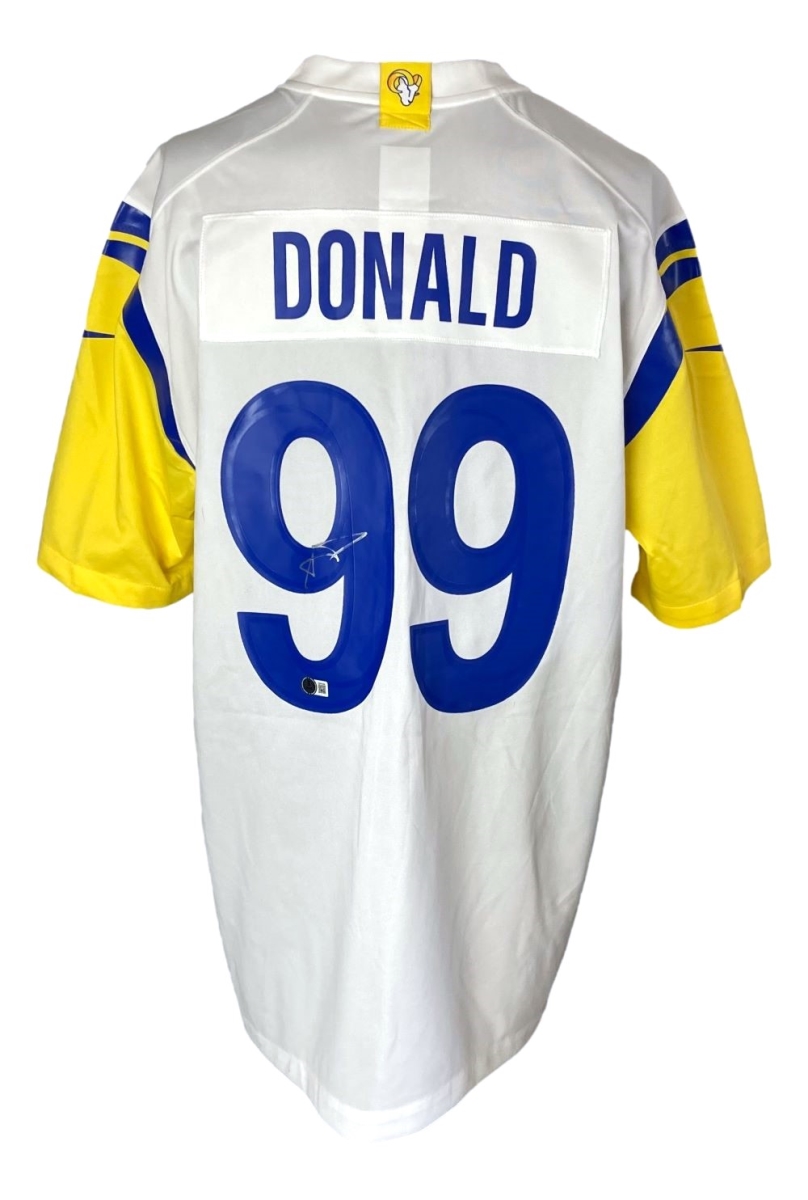 53705 Aaron Donald Signed Los Angeles Rams White Nike Game Jersey BAS ITP