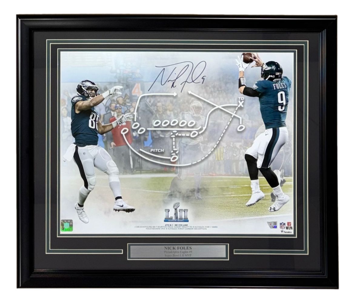 59975 Nick Foles Signed Framed 16 x 20 in. Eagles SB52 Philly Special Collage Photo Fanatics