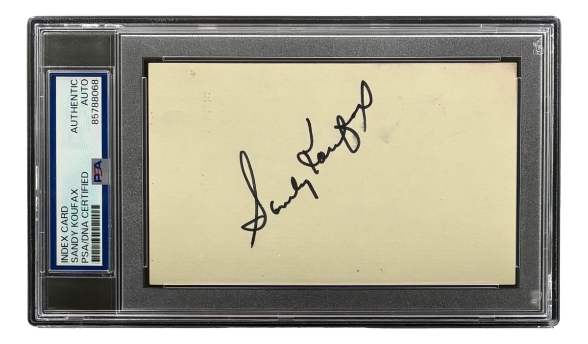 60224 Sandy Koufax Signed In Black Index Card Brooklyn Dodgers PSA & DNA