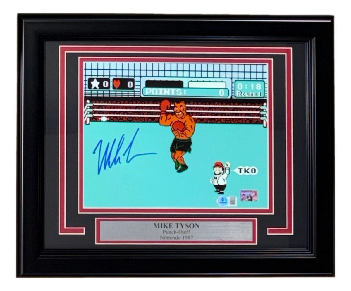 61467 Mike Tyson Signed Framed 8 x 10 in. Punch Out Photo BAS