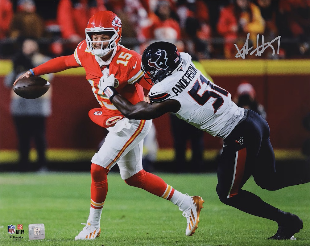 61498 Will Anderson Jr Signed 16 x 20 in. Houston Texans Pat Mahomes Sack Photo Fanatics