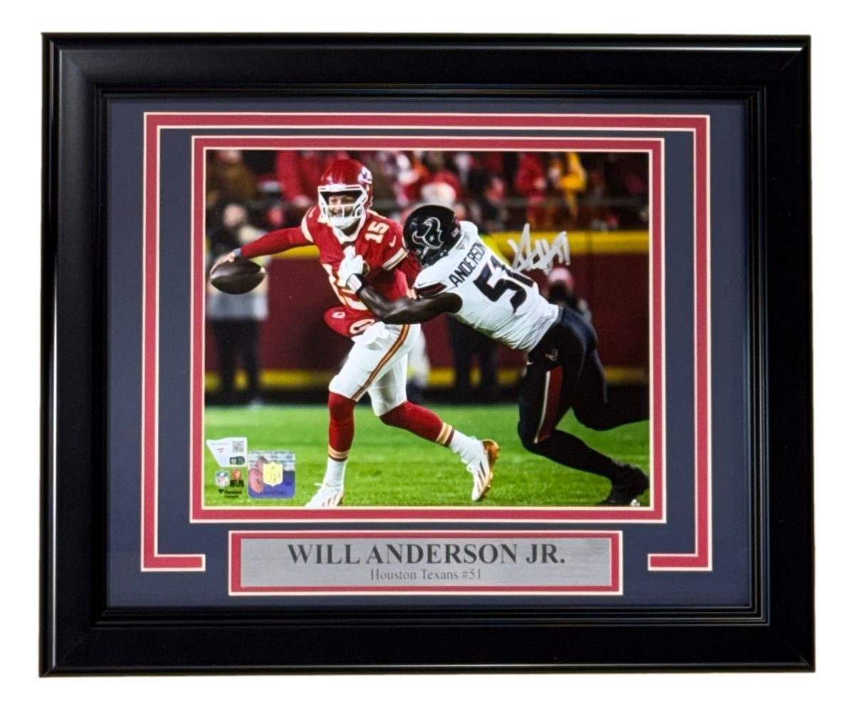 61601 Will Anderson Jr Signed Framed 8 x 10 in. Houston Texans Photo with Pat Mahomes Fanatics