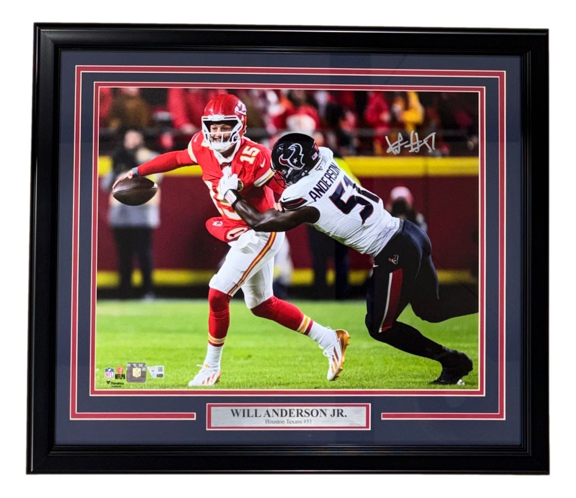 61655 Will Anderson Jr Signed Framed 16 x 20 in. Houston Texans Mahomes Sack Photo Fanatics