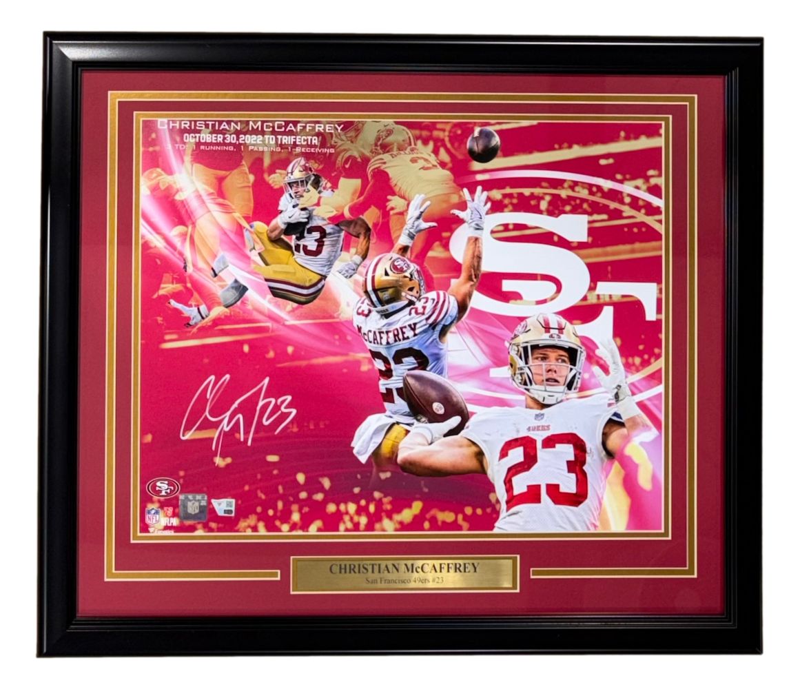61710 Christian McCaffrey Signed Framed 16 x 20 in. SF 49ers Collage Photo Fanatics
