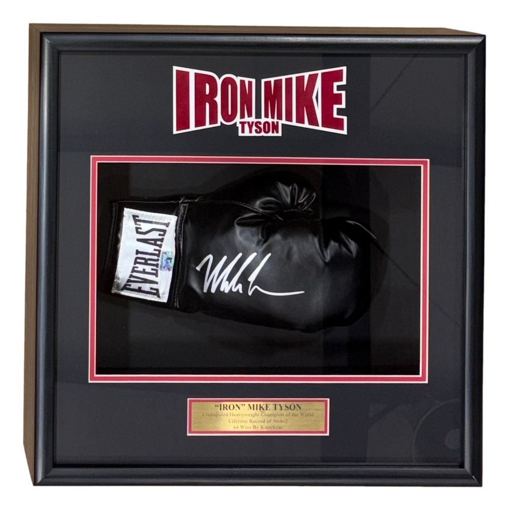 61743 Mike Tyson Signed Framed Black Right Hand Everlast Boxing Glove Tyson Hologram