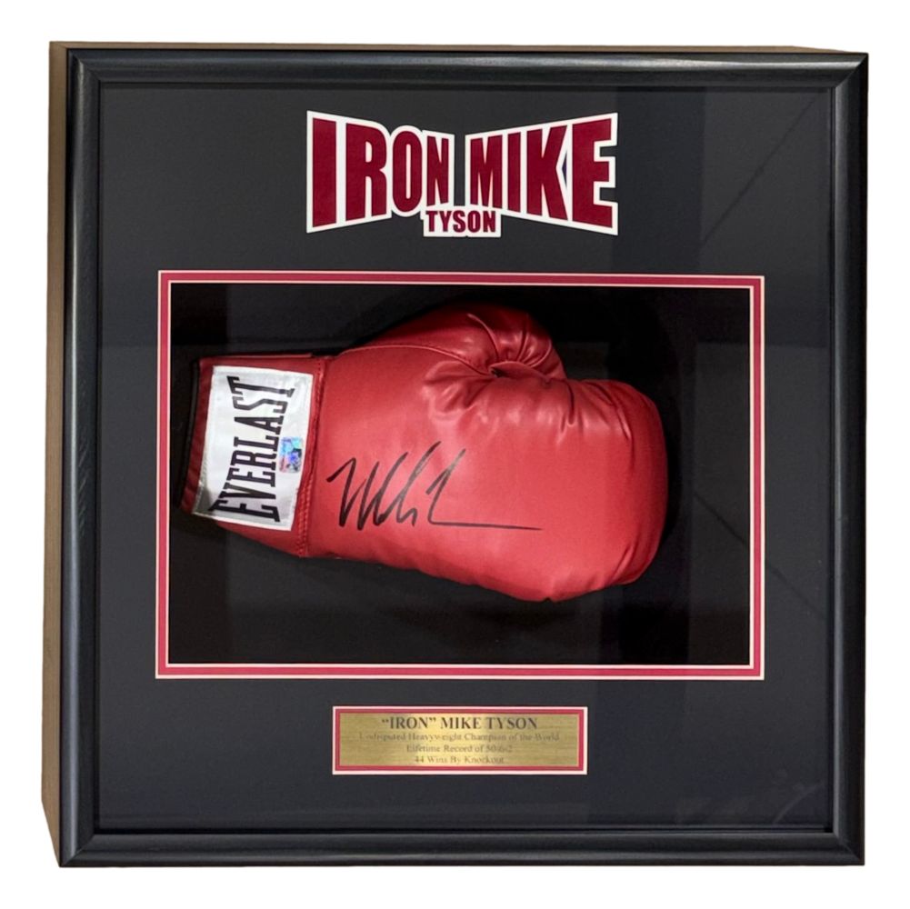 61744 Mike Tyson Signed Framed Red Right Hand Everlast Boxing Glove Tyson Hologram