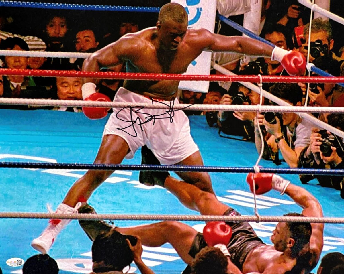 61751 Buster Douglas Signed 16 x 20 in. Mike Tyson Knockout Photo 2 JSA QR