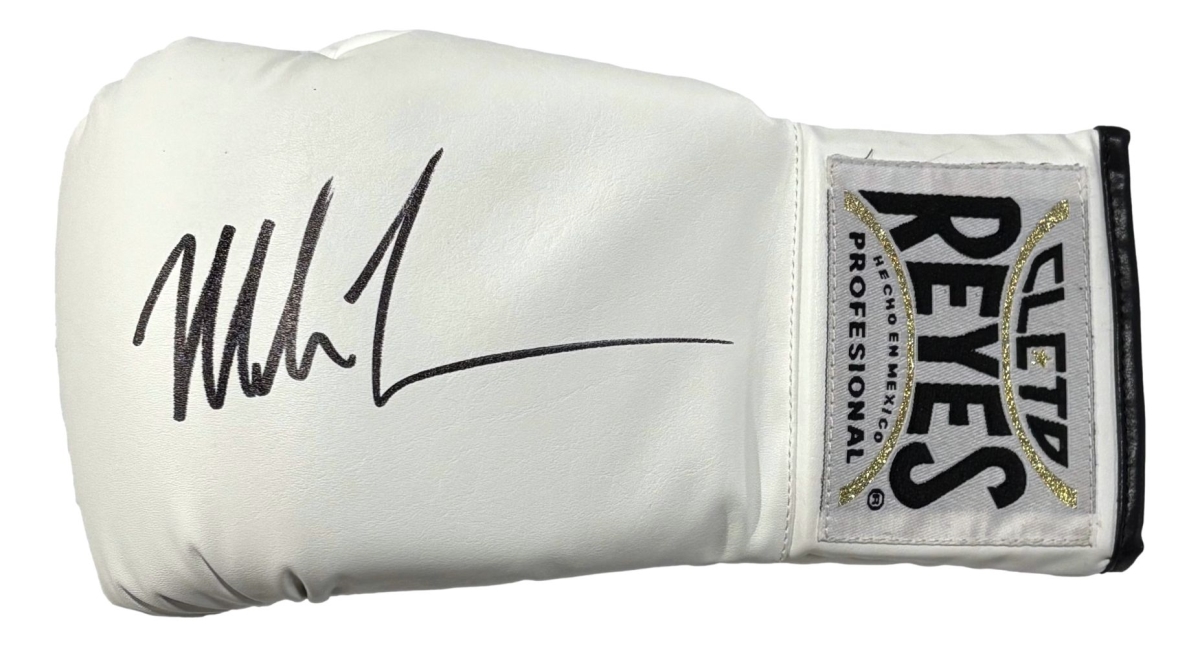58821 Mike Tyson Signed Left Hand White Cleto Reyes Boxing Glove JSA QR Hologram