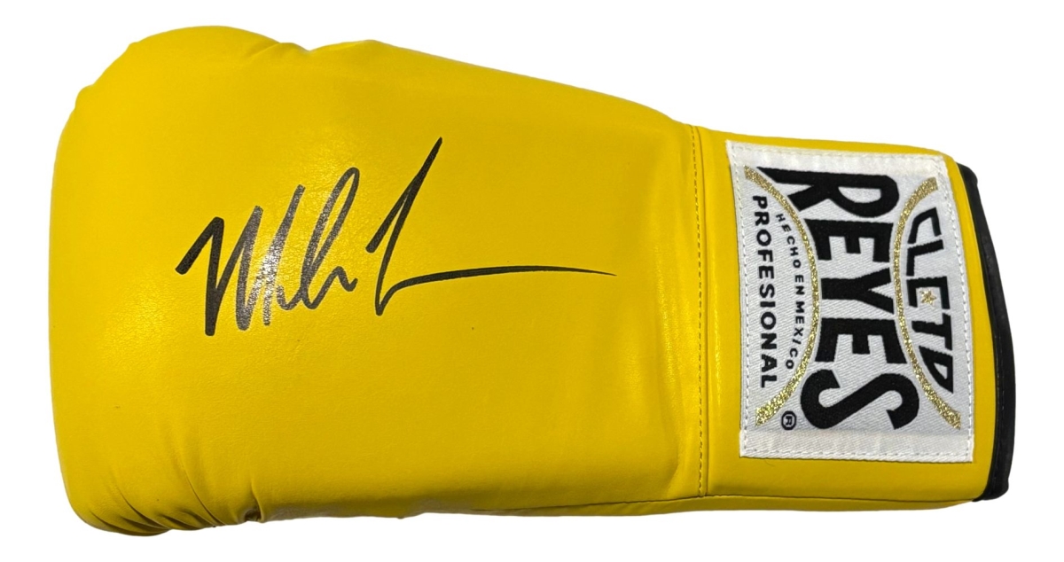 58823 Mike Tyson Signed Left Hand Yellow Cleto Reyes Boxing Glove JSA QR Hologram