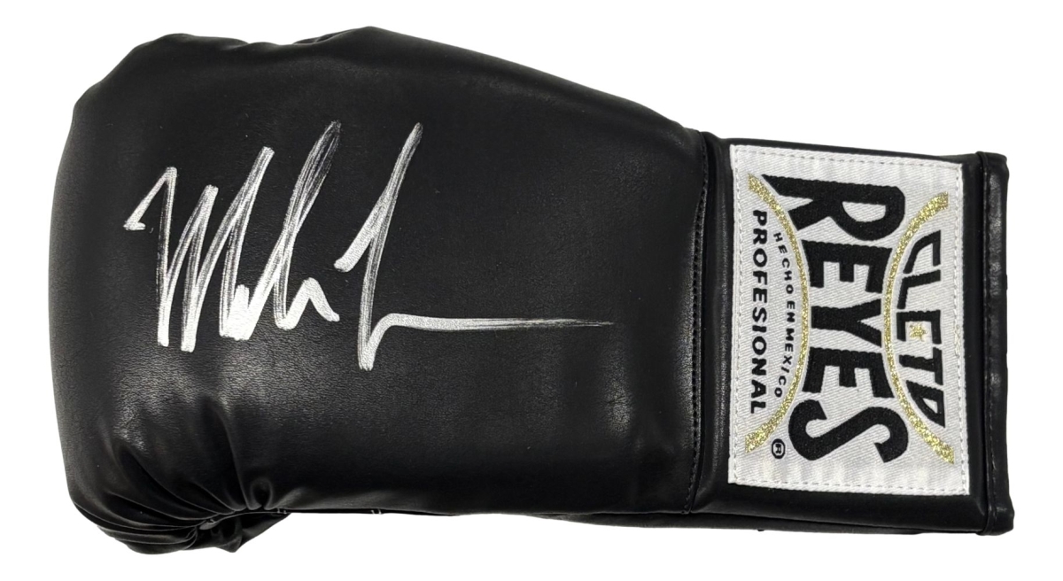 58825 Mike Tyson Signed Left Hand Black Cleto Reyes Boxing Glove JSA QR Hologram