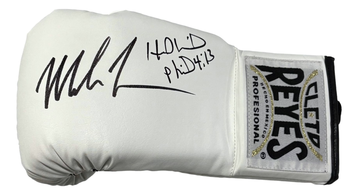 58833 Mike Tyson Evander Holyfield Signed Left Hand White Cleto Reyes Boxing Glove JSA