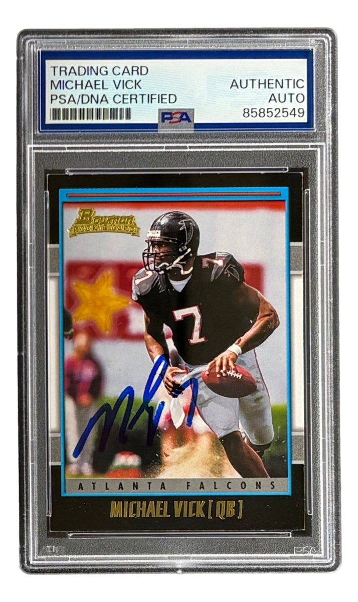 60759 Michael Vick Signed 2001 Bowman No.200 Atlanta Falcons Rookie Card PSA & DNA