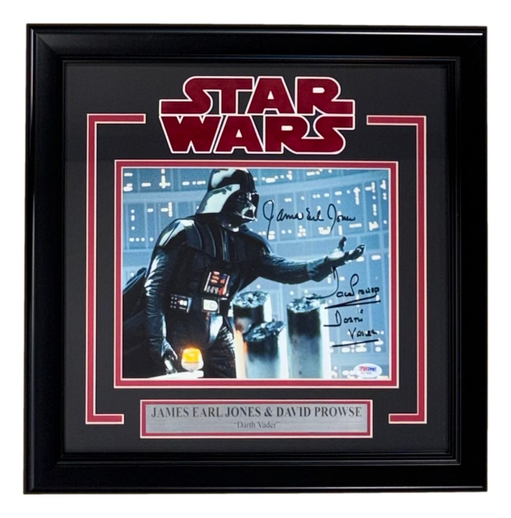 61840 James Earl Jones Dave Prowse Signed Framed 8 x 10 in. Star Wars Darth Vader Photo PSA