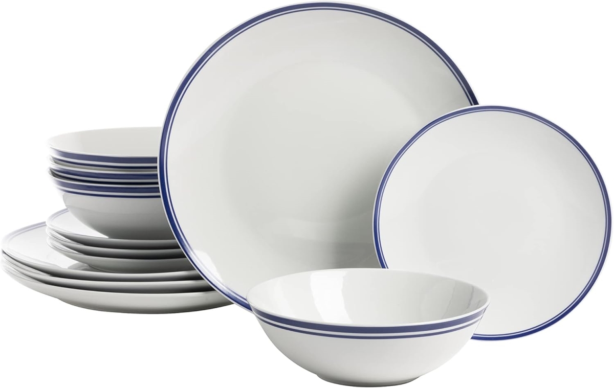 Picture of 10 Strawberry Street SM-1200-CP-B 12 Piece Round Coupe Dinnerware Set&#44; Blue