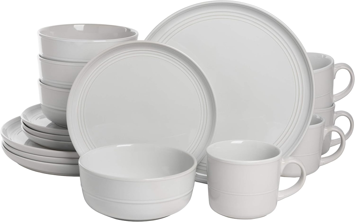 Picture of 10 Strawberry Street DBL-16-WHT 16 Piece Double Line Dinnerware Set&#44; White