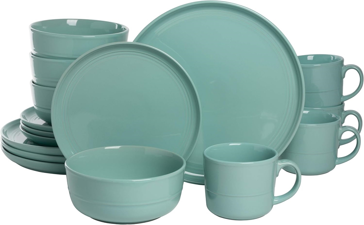 Picture of 10 Strawberry Street DBL-16-SF 16 Piece Double Line Dinnerware Set&#44; Seafoam