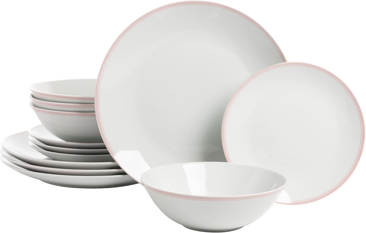 Picture of 10 Strawberry Street SM-1200-CP-P 12 Piece Round Coupe Dinnerware Set&#44; Pink