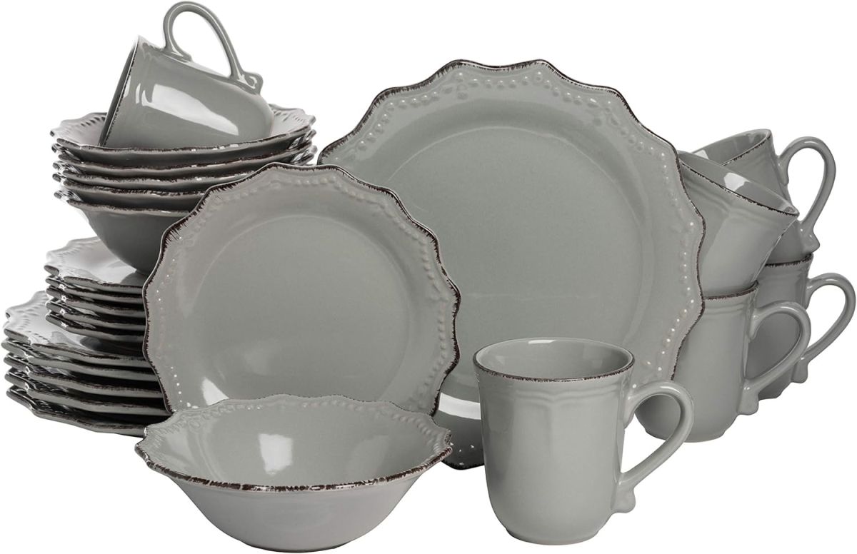 Picture of 10 Strawberry Street OXFRD-GRY-2400 24 Piece Oxford Dinnerware Set&#44; Gray