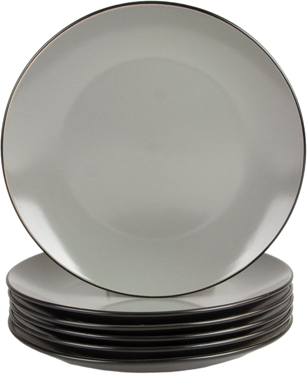 Picture of 10 Strawberry Street 2TONE-4-BLKG-6 8 in. Two Tone Coupe Salad Plate, Black & Gray - Set of 6