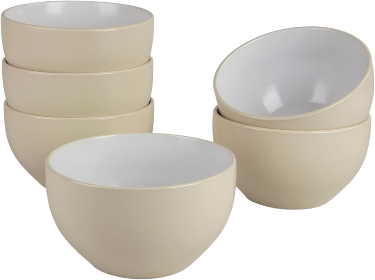 Picture of 10 Strawberry Street 2TONE-7-GRYW-6 5.5 in. & 24 oz Two Tone Coupe Cereal Bowl, Tan & White - Set of 6