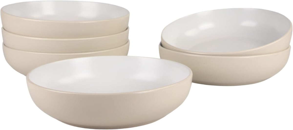 Picture of 10 Strawberry Street 2TONE-6-GRYW-6 8.5 in. & 36 oz Two Tone Coupe Dinner Bowl, Tan & White - Set of 6