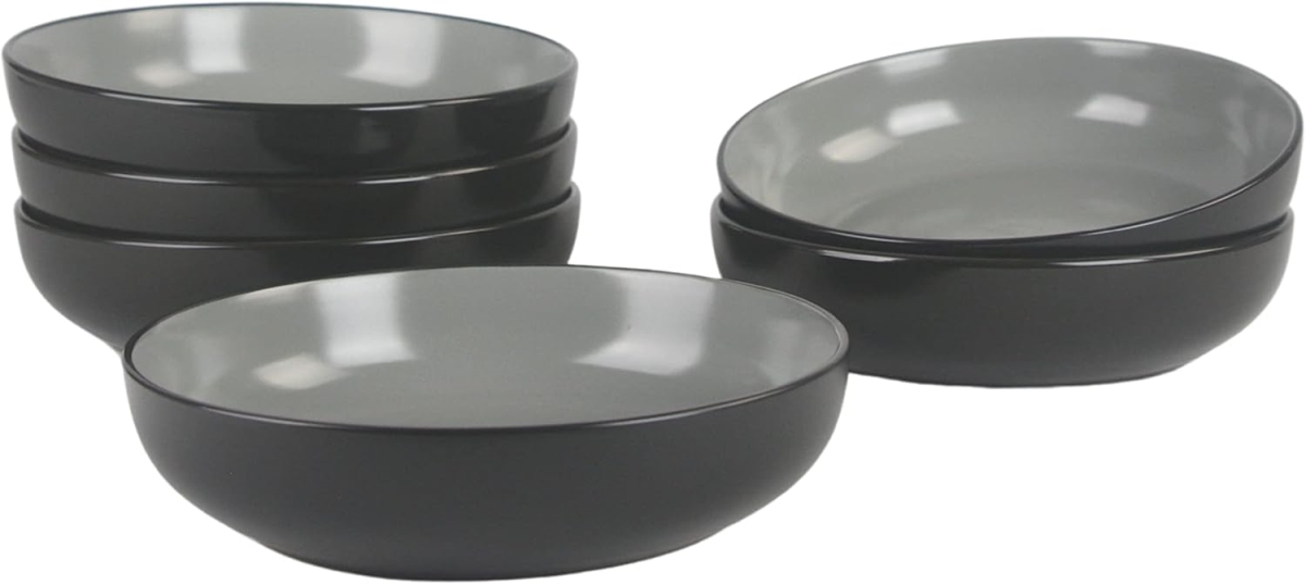 Picture of 10 Strawberry Street 2TONE-6-BLKG-6 8.5 in. & 36 oz Two Tone Coupe Dinner Bowl, Black & Gray - Set of 6