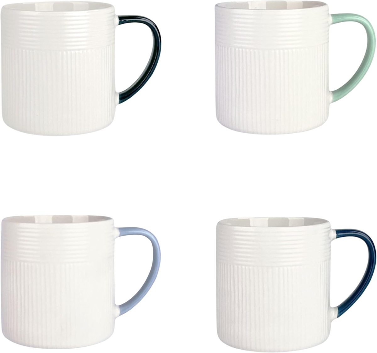 Picture of 10 Strawberry Street LUCA-4MUG-BLU 18.5 fl oz Luca Mug with Assorted Blue Handle&#44; White - Set of 4