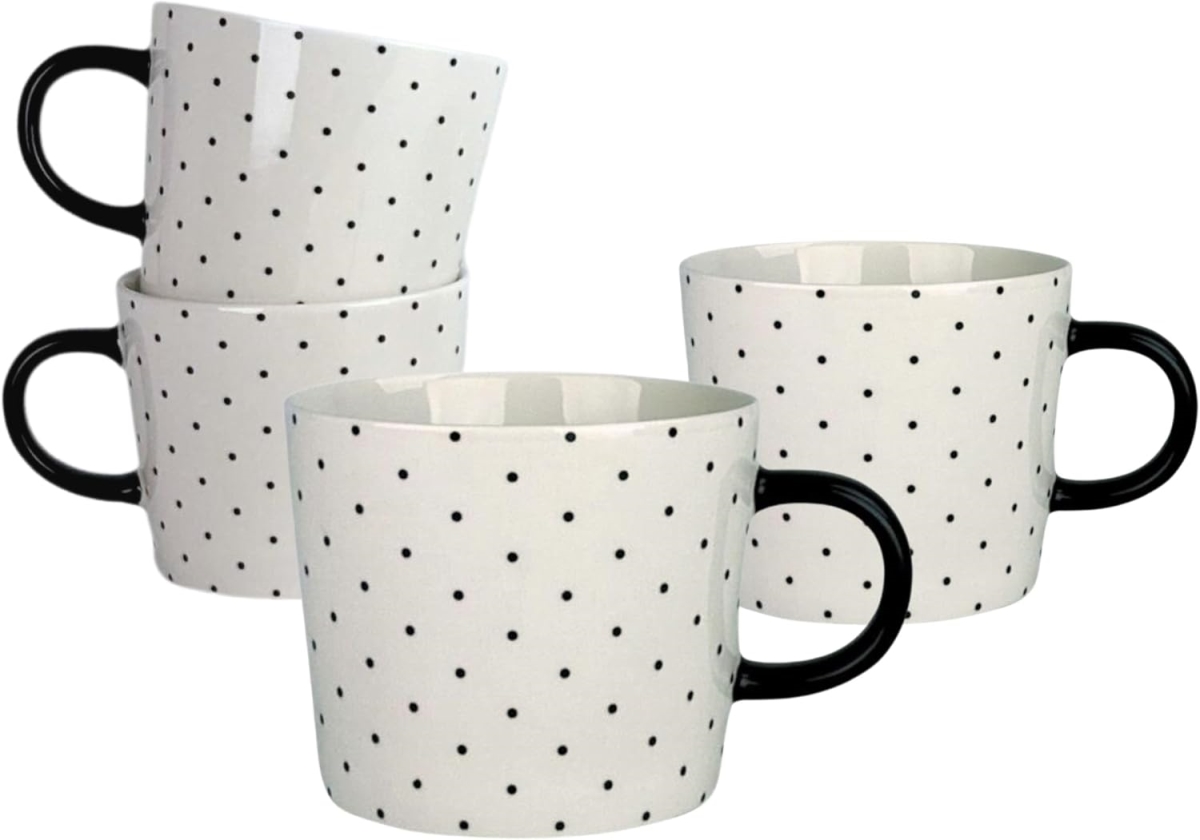Picture of 10 Strawberry Street OOGLE-4MUG-BLK 13 fl oz Oogle Polka Dot Mug&#44; Black & White - Set of 4