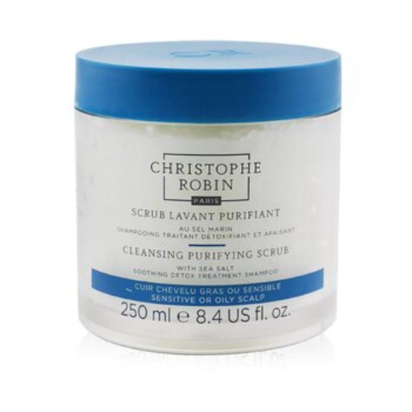 Picture of Christophe Robin 269955 8.4 oz Cleansing Purifying Scrub with Sea Salt Soothing Detox Treatment Shampoo - Sensitive or Oily Scalp