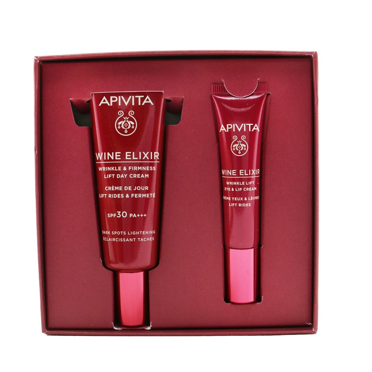 Picture of Apivita 270817 Wine Elixir Wrinkle Reduction & Firmness Gift Set for 40 ml Day Cream SPF 30 Plus 15 ml Eye & Lip Cream - 2 Piece