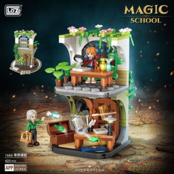 Picture of Loz 295718 Magic Academy Street Series Herbal Hall Mini Blocks