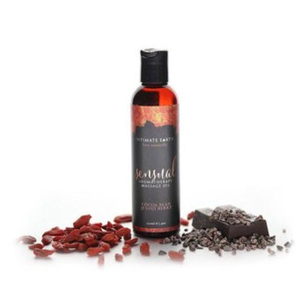 Picture of Intimate Earth 296696 4 oz Sensual Massage Oil - Cocoa Bean & Goji Berry