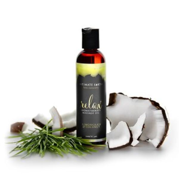 Picture of Intimate Earth 296691 4 oz Relax Massage Oil - Lemongrass & Coconut