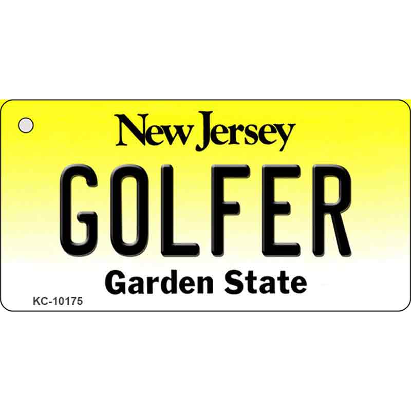 KC-10175 1.5 x 3 in.Golfer New Jersey State License Plate Tag Key Chain