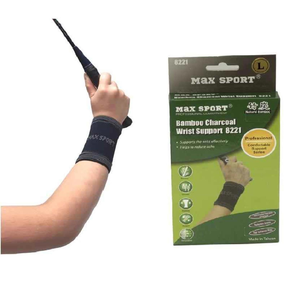 Picture of Max Sport 302814 8.9-12.7 cm Bamboo Wrist Support&#44; Charcoal - Small