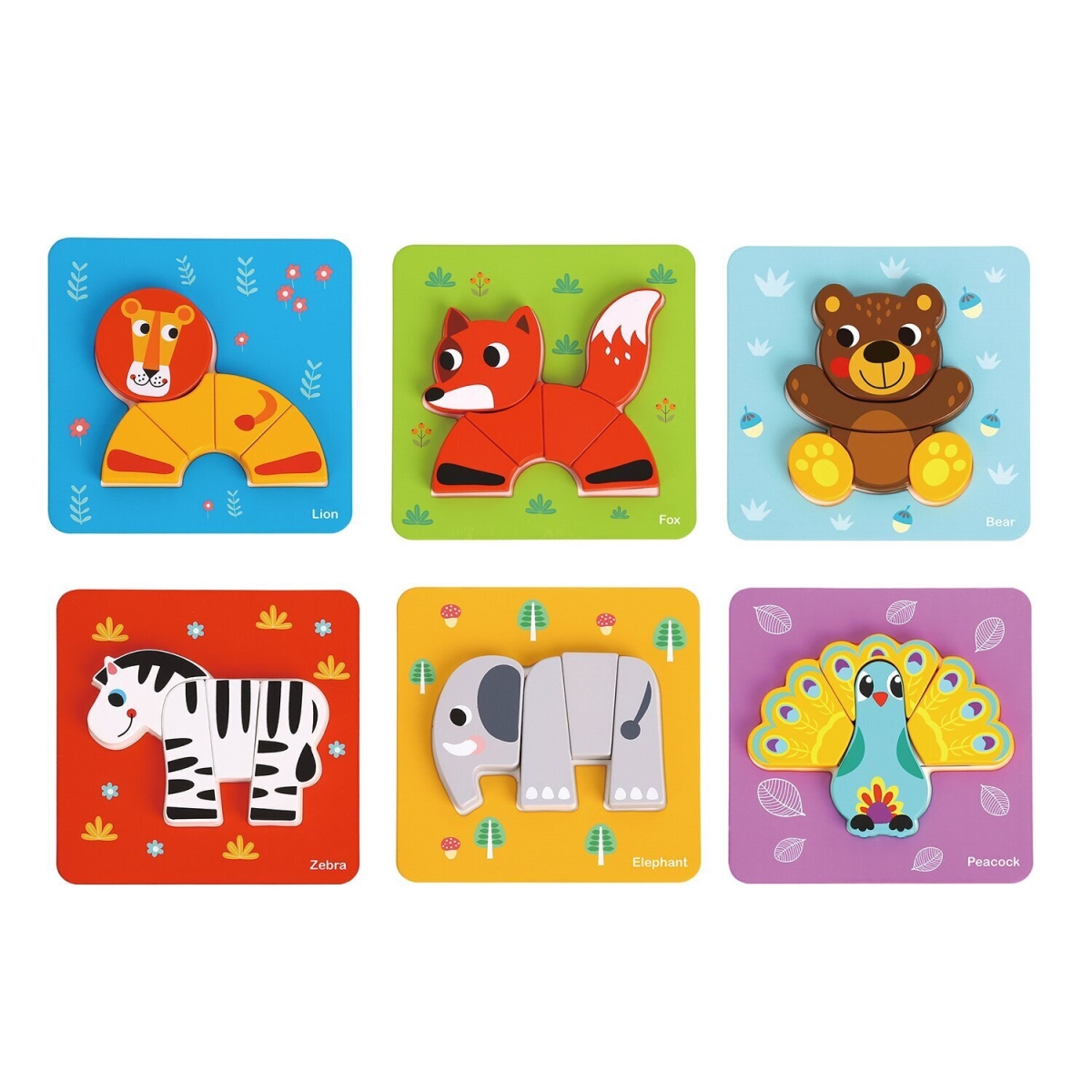 Picture of Tooky Toy 300369 17 x 17 x 2 cm 6-in-1 Mini Animal Puzzle