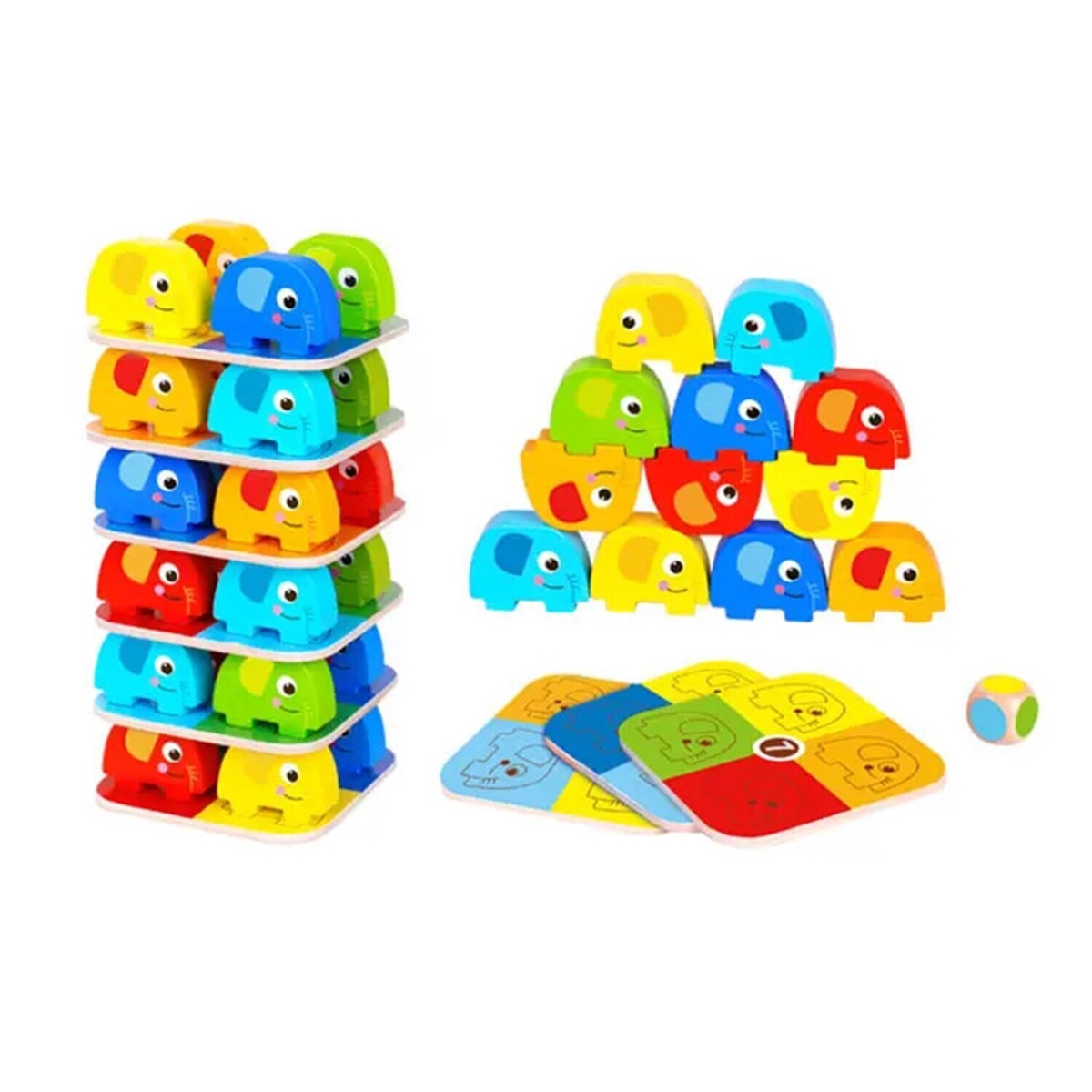 Picture of Tooky Toy 300269 10 x 10 x 38 cm Elephant Stacking Game