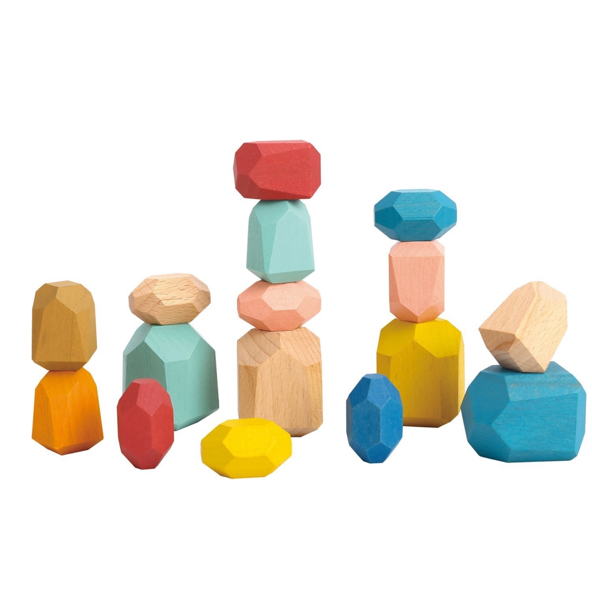 Picture of Tooky Toy 300314 18 x 14 x 5 cm Wooden Stacking Stones&#44; 16 Piece